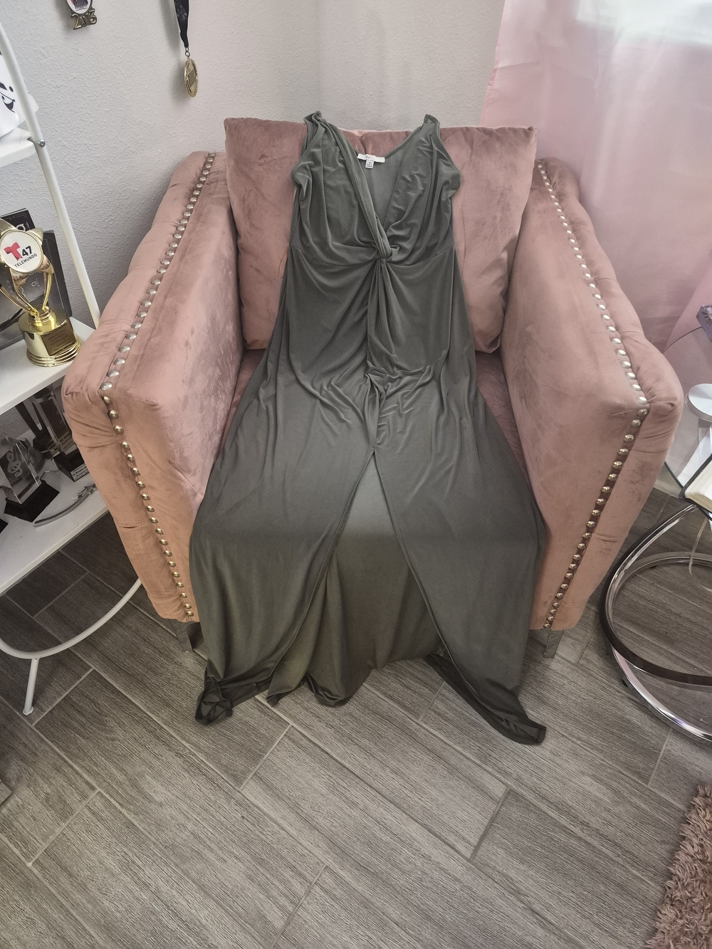 Twist-Front Olive Sleep Gown - Women's Comfortable Nightdress